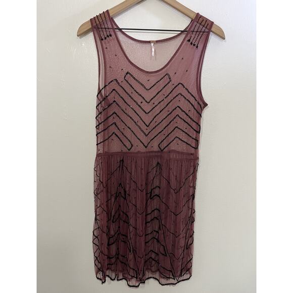 Boho Romantic Gatsby Festival Fairy Dress M Glam Sheer Dainty Prairie Whimsical - Picture 1 of 13